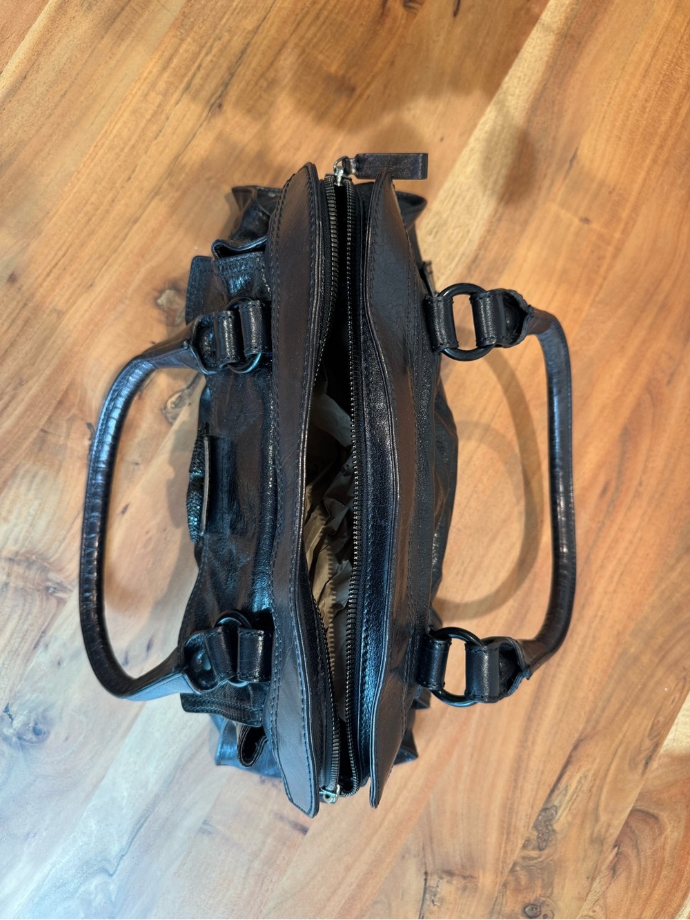 Vintage Valentino Black Leather Tote Bag Authentic - Picture 5 of 9